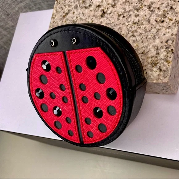 Kate Spade Lady Bug, Coin Purse, Authentic, Rare, Jeweled, Red & Black - Picture 6 of 7